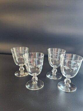 6 Libbey Rock Sharpe Laurel Classic #3003 Stem Water Goblet(s)